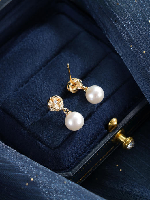 子佩集【皎华流年】银S925珍珠惜王妃耳钉【MLEH007】7mm珠镀金玫瑰2601 商品图4