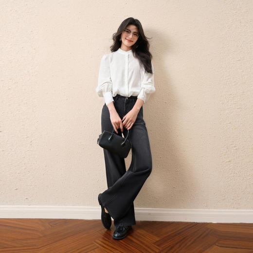 【商场同款】诗凡黎法式刺绣花边衬衫25秋新款纯棉长袖3G8221221 商品图1