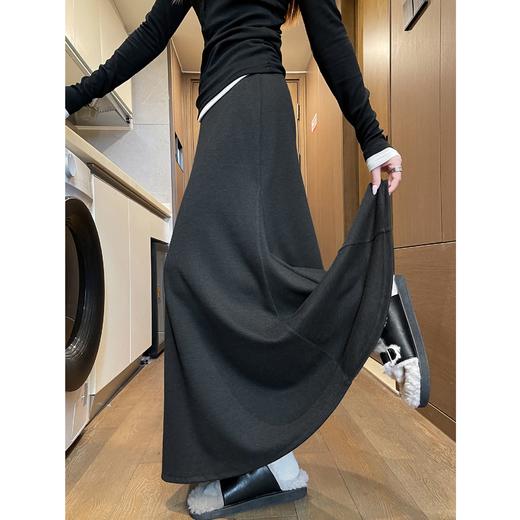 黑灰色法式鱼尾裙女秋季2026新款垂坠感高腰中长款慵懒包臀半身裙聚★为爱严选 商品图2