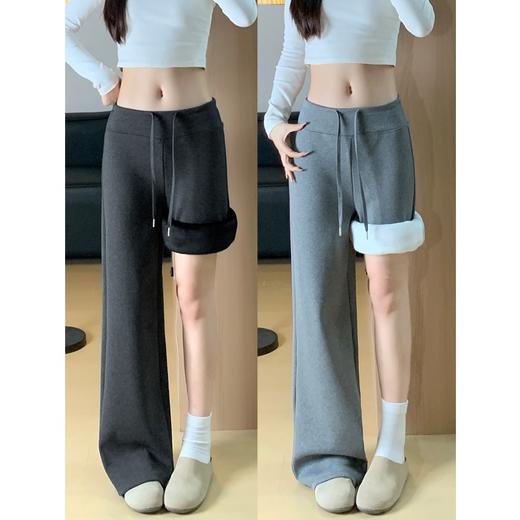 lulu同款加绒加厚美式运动裤女2026新款阔腿裤高腰显瘦直筒休闲裤聚 商品图0