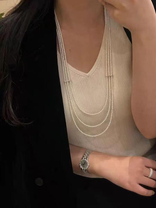 【私席真珠·新年盛宴】三层毛衣链S925银极光淡水珍珠长链4-4.5m 圆 商品图5