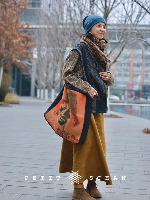 PETIT SCHAN小闪 CLO#1018 Overdyed yellow 太上黄 羊毛棉手工染色A摆长裙 商品图3