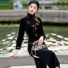 高端刺绣黑色丝绒加绒冬装国风中式长袖改良厚款女高级感旗袍SC22349 商品缩略图3