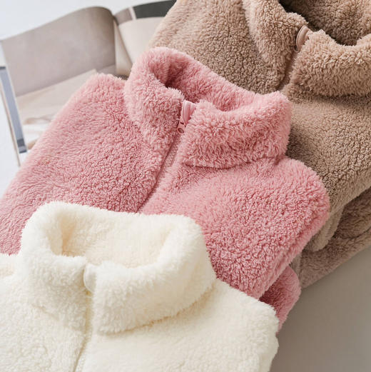 女士长绒摇粒绒保暖立领拉链夹克外套 商品图8