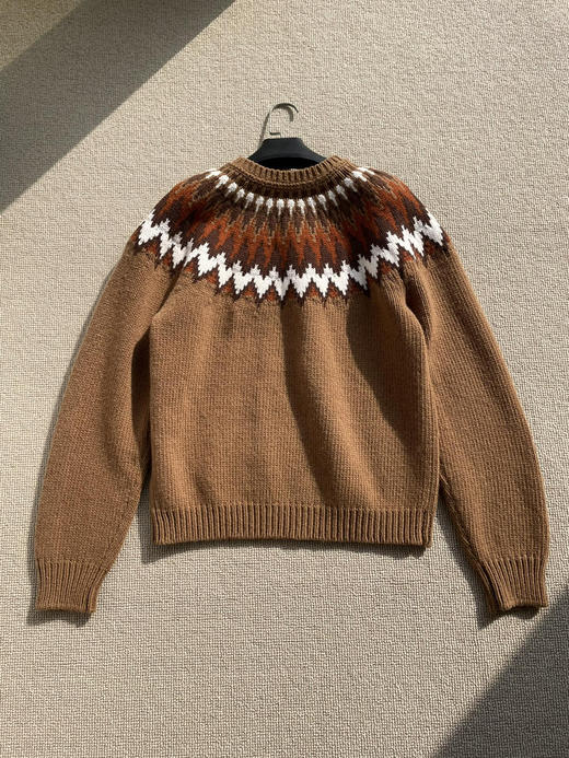 16-6排他性独家圆正 GG纯手工钉珠 重磅费尔岛羊毛提花套头衫 我穿L宽松 商品图9