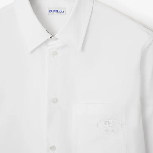 BURBERRY 巴宝莉 男士马术骑士徽标印章刺绣棉质长袖衬衫 白色 8113135 A1464 商品图1
