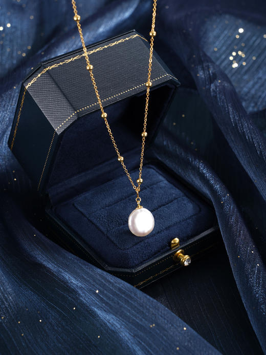 子佩集【月华珠露】银S925珍珠惜王妃项链【SGN0610002】13mm珠镀金巴洛克扁珠2601 商品图2