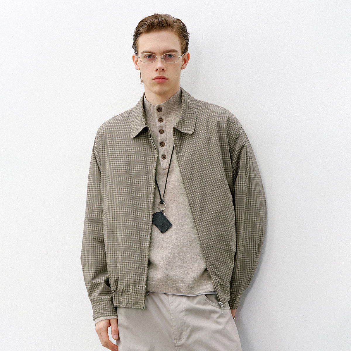 714street美式复古哈灵顿夹克 2026春季宽松cleanfit格子外套男款