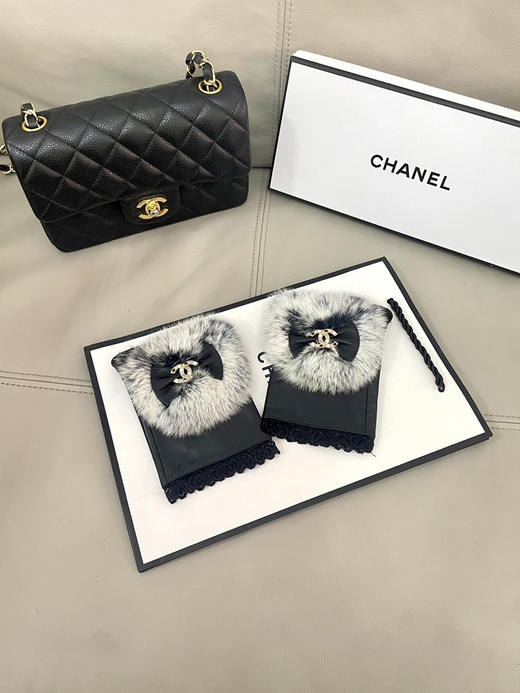 秋冬特惠💰240 香奈儿女士新款高档毛呢短款手套选用进口小羊皮 商品图3