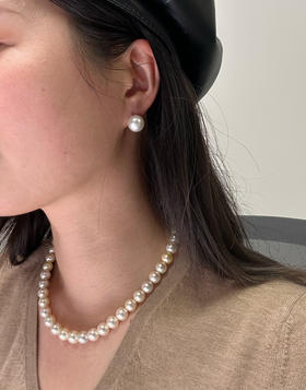 【私席真珠·新年盛宴】澳白耳钉·18k金镶嵌海水珍珠耳针