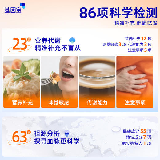 基因宝dna基因检测祖源遗传酒量营养代谢食物不耐受过敏风险 商品图1