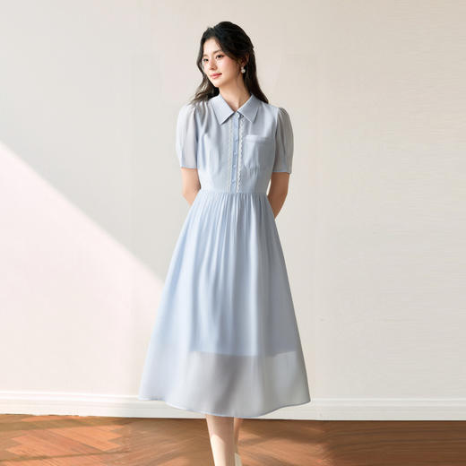 【商场同款】诗凡黎学院风衬衫裙2025秋新款花边领裙子3G7191341 商品图4