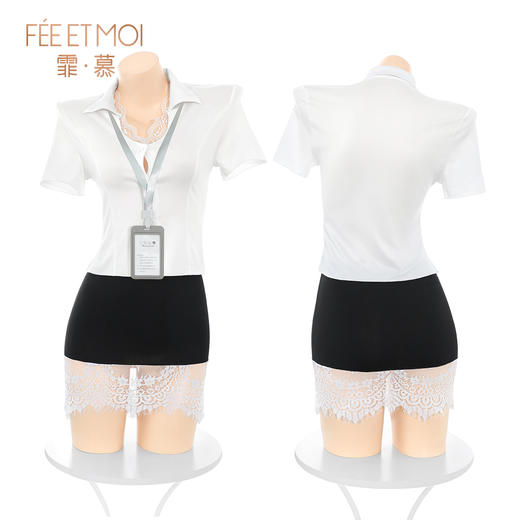 霏慕 深V露沟蕾丝秘书套装6206 商品图9