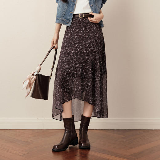 【商场同款】诗凡黎西西里漫花半身裙25秋新款不规则裙3G8741501 商品图0