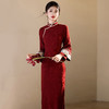 秋冬季国风新中式长款长袖新款年轻款复古旗袍SC22373 商品缩略图3