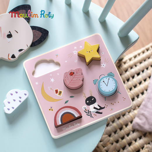 Moulin Roty 木质嵌板拼图 益智木玩 雨后精灵系列 适合1岁+ 法国品牌 -715125 商品图1