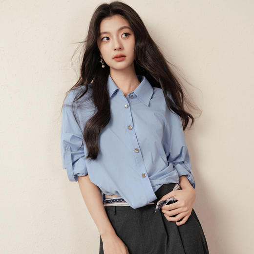 【商场同款】诗凡黎设计感扭结衬衫25秋新款通勤上衣女3G8321371 商品图0