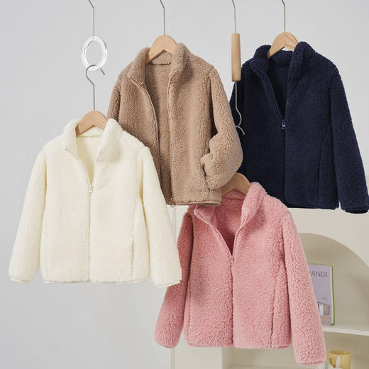 儿童长绒摇粒绒保暖立领拉链夹克外套110-140码 商品图6