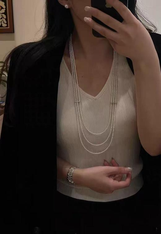 【私席真珠·新年盛宴】三层毛衣链S925银极光淡水珍珠长链4-4.5m 圆 商品图4