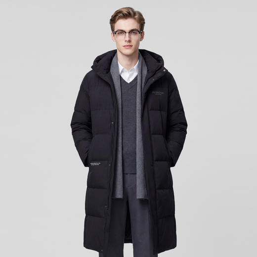 【鸭绒】圣得西2025年冬季长款连帽羽绒服日常收口袖防寒男士外套 商品图1