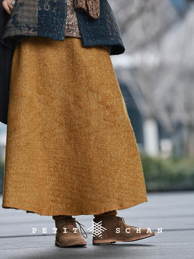 PETIT SCHAN小闪 CLO#1018 Overdyed yellow 太上黄 羊毛棉手工染色A摆长裙