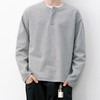 714street肌理感灰色亨利领卫衣男 2026春季潮牌重磅宽松长袖T恤 商品缩略图4