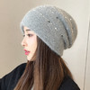 丁摩 兔毛针织堆堆帽秋冬跳线毛线帽加绒加厚户外保暖护耳女士帽子5ZF-8 商品缩略图2