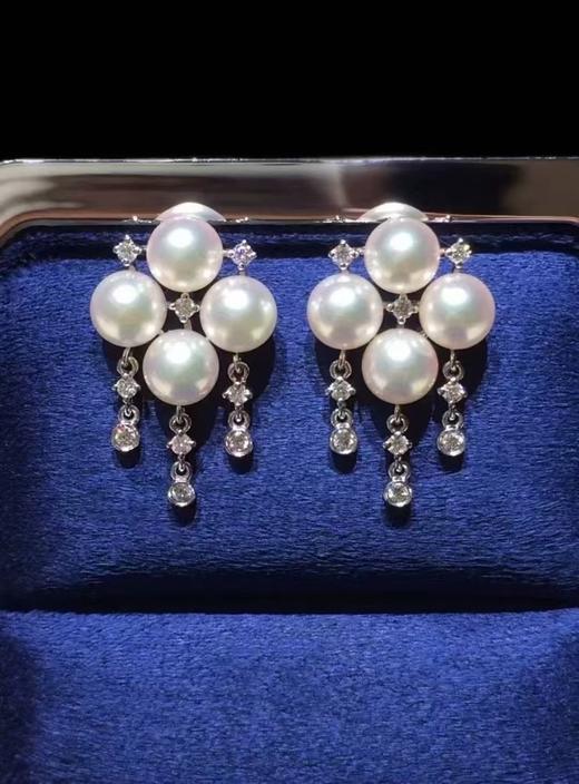 【私席真珠·新年盛宴】18K金镶钻AKOYA珍珠耳针，4.5-5mm珠，圆（孤品） 商品图0