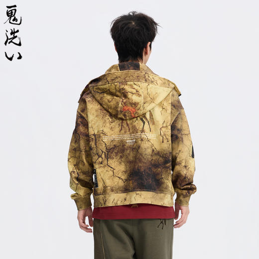 ONIARAI/鬼洗26新品黑标石器时代洞穴画廊满版连帽外套男 A340019 商品图2