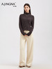 【竖纹肌理】阿菁娜冬季新款氛围感坑条毛衣绵羊毛高领设计竖纹肌理通勤松弛感内搭F30D301022 商品缩略图3