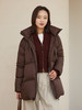 【鹅绒】深棕色连帽中长款羽绒服 秋冬宽松廓形拉链保暖面包服外套 商品缩略图1