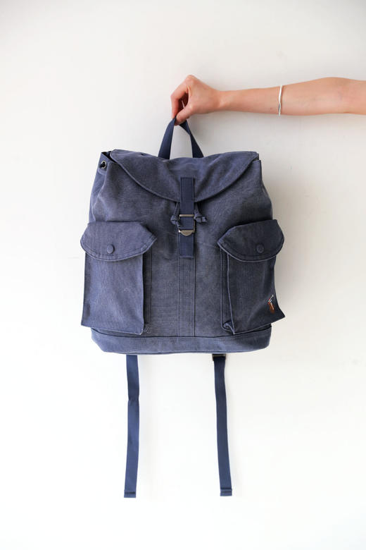 复古丹宁双肩包，小标刺绣工艺。大容量可调节肩带帆布包E010688 商品图7