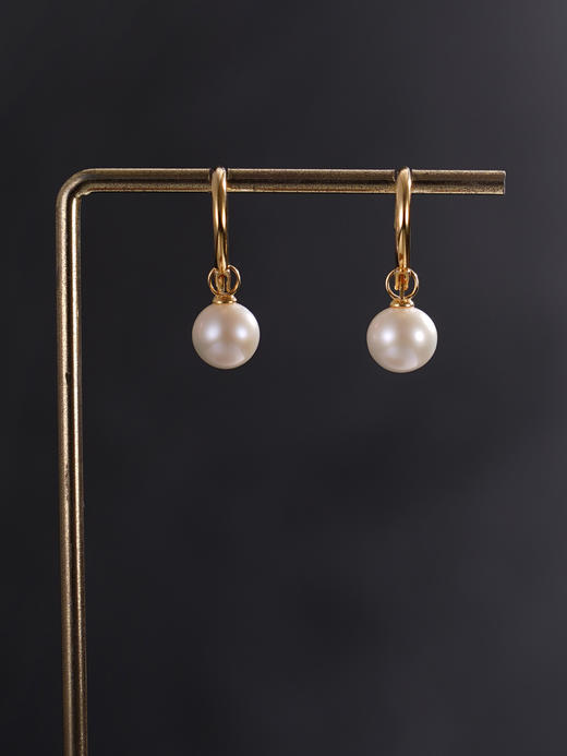 子佩集【雪魄凝辉】银S925珍珠惜王妃耳环【MLEH005】8mm珠镀金扣环圆圈2601 商品图6