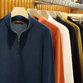 【奢华配置！男士高端胶囊系列】2026蚕丝羊毛春秋男士老钱风半拉链卫衣打底衫！