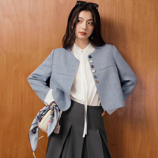 【商场同款】诗凡黎浪漫系带衬衫2025秋新款通勤上衣女3G8321301 商品图2