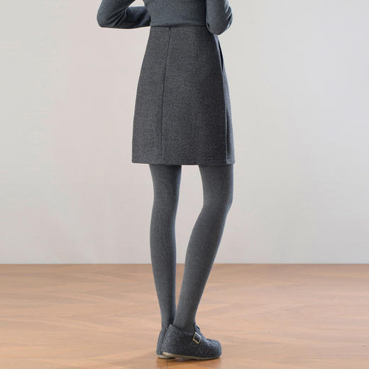 「自」全新升级【铂金会员146/天猫199/差价53】(13144)洛诗琳高腰显瘦毛呢半身裙2026新款简约气质厚款细闪A字裙 商品图3