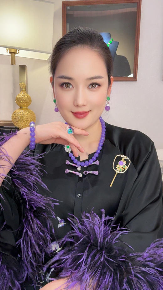 镜中花 中式贵气金紫色胸针11585ZGO 商品图3