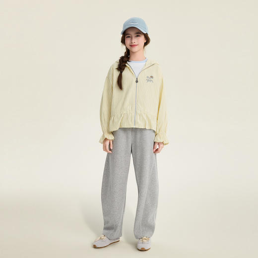 笛莎Deesha 童装女童外套2026春新款收腰连帽条纹拉链外套 商品图2