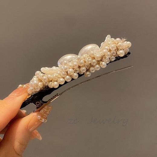 丁摩 法式小香风仿珍珠边夹女高级感重工碎发鸭嘴夹新款发卡发饰5ZF-151 商品图2