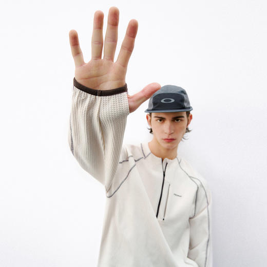 714street吸湿速干运动长袖2026春季宽松半拉链华夫格情侣T恤男款 商品图3