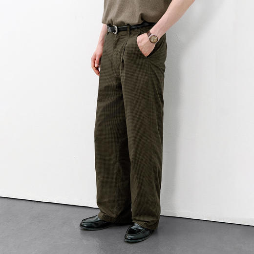 714street纯棉复古格子休闲裤男款2026春季立体廓形双褶直筒长裤 商品图2
