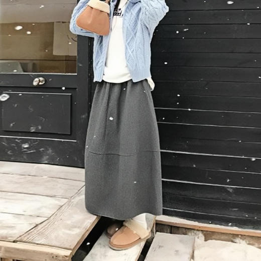 【合作款】复古毛呢半身裙宽松显瘦a字中长款花苞裙  yc0112002 商品图1