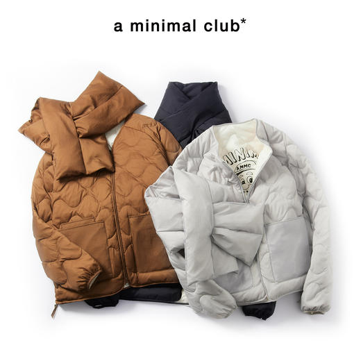 a minimal club复古立体葫芦绗缝90鸭绒羽绒服配围巾AM5BDJ18 商品图0