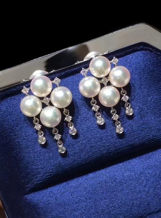 【私席真珠·新年盛宴】18K金镶钻AKOYA珍珠耳针，4.5-5mm珠，圆（孤品） 商品图1