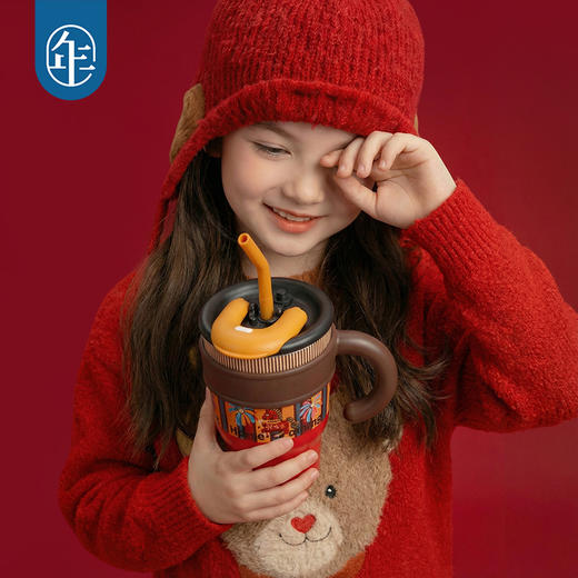 【盛世跃马水杯】吸管直饮两用保温杯 商品图2