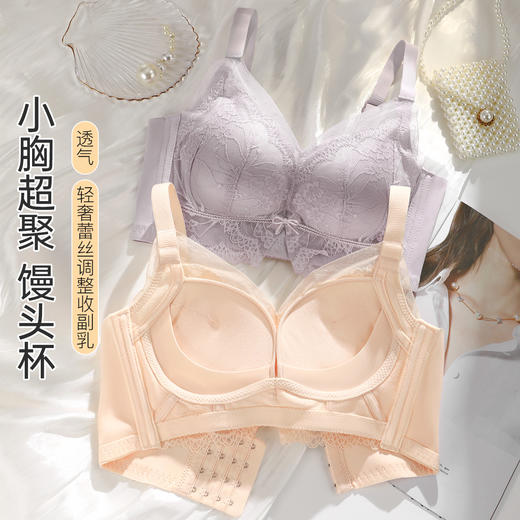 A2-【70-85AB杯】【含桑蚕丝 小胸聚拢】不空杯内衣女防下垂收副乳上托调整型文胸  梨花芳雪 /竹影摇摇 商品图8