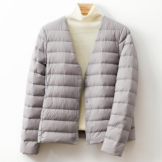 丁摩 新国标90绒内胆轻薄羽绒服女款短款无领秋冬薄白鸭绒轻便内穿5ZF-156 商品图1