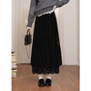 鹿向南「烁烁夜幕」黑色丝绒半身裙女拼接蕾丝冬季新款高腰A字裙 商品缩略图1