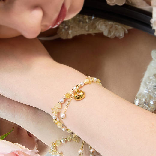 大英博物馆 盖亚·巴斯特系列 萌猫珍珠水晶可调节手链 黄色 粉色 商品图1