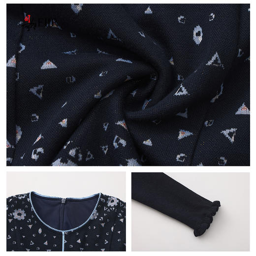 司歌弹力显瘦冬连衣裙拼毛织A901057X 商品图1